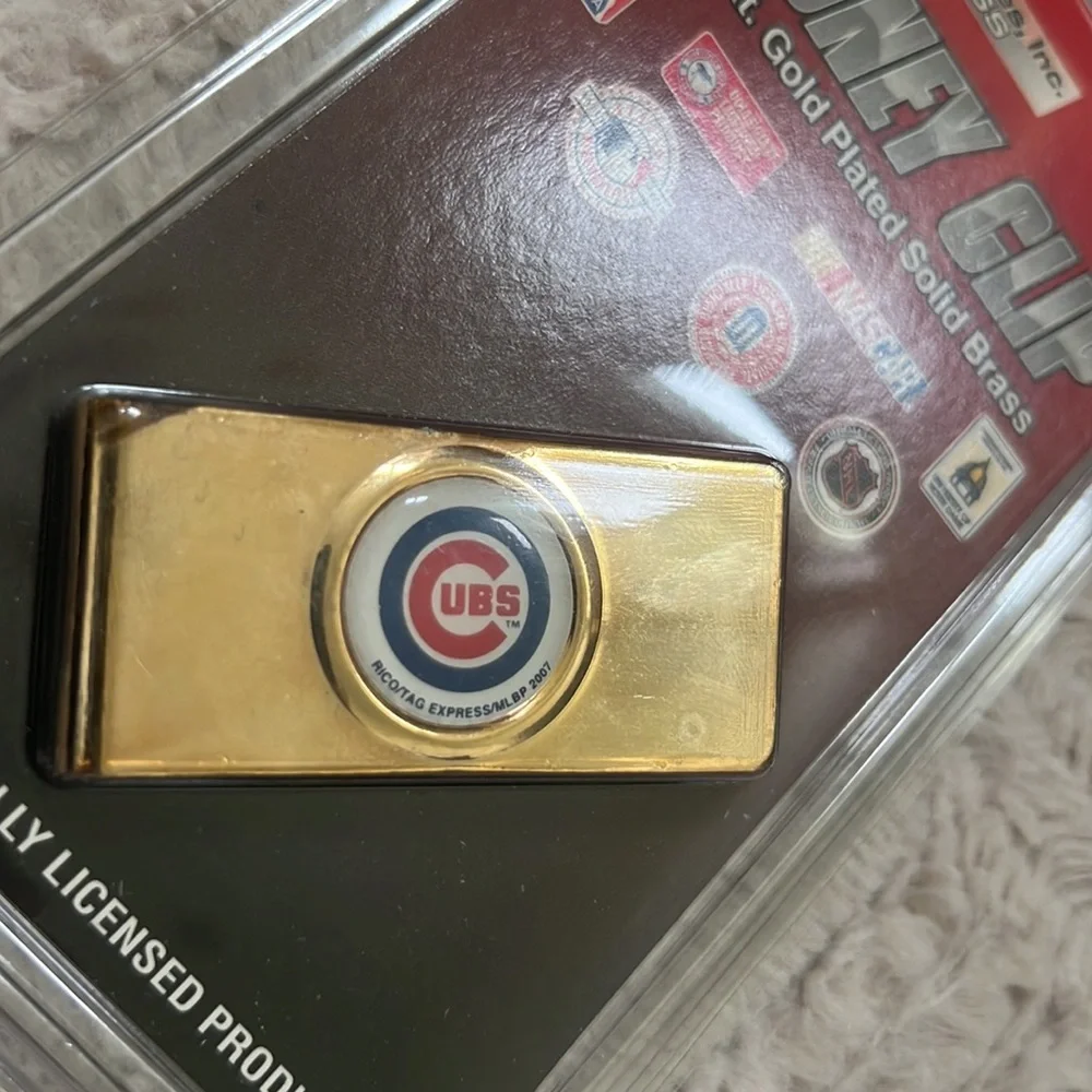Chicago Cubs Money Clip 24 kt. Gold Plated Solid Brass officially licensed prdct